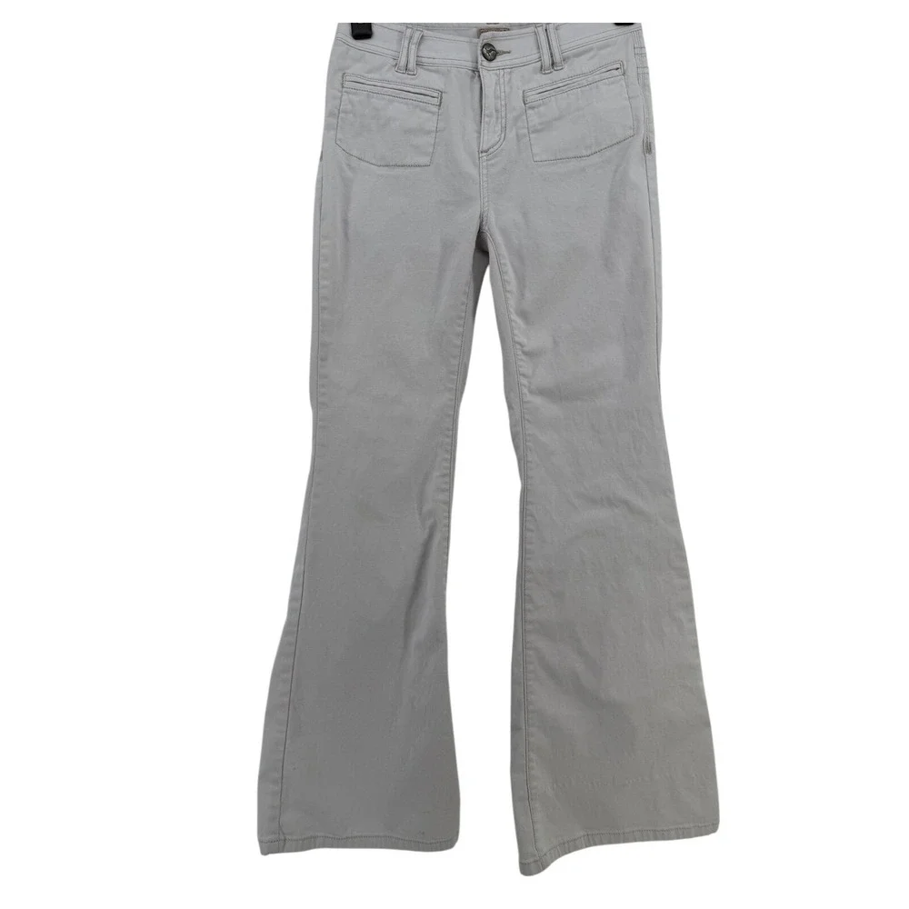 Free People Bone Ivory Flare Jeans Size 28 Boho Festival Low‎ Rise Bootcut Pants